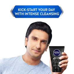 NIVEA MEN Deep Impact Face Wash 100g | With Black Carbon | Intense Clean, For Beard & Face | Removes Oil and Impurities