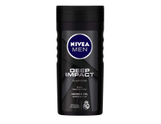 Nivea Men Body Wash, Deep Impact, 3 In 1 Shower Gel For Body, Face & Hair, With Microfine Clay, 250ml