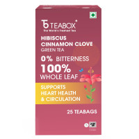 Teabox Hibiscus Cinnamon Clove Green Tea | 25 Tea Bags | Natural Green Tea Infused with Hibiscus, Clove & Cinnamon | Soothing & Spicy Floral Blend