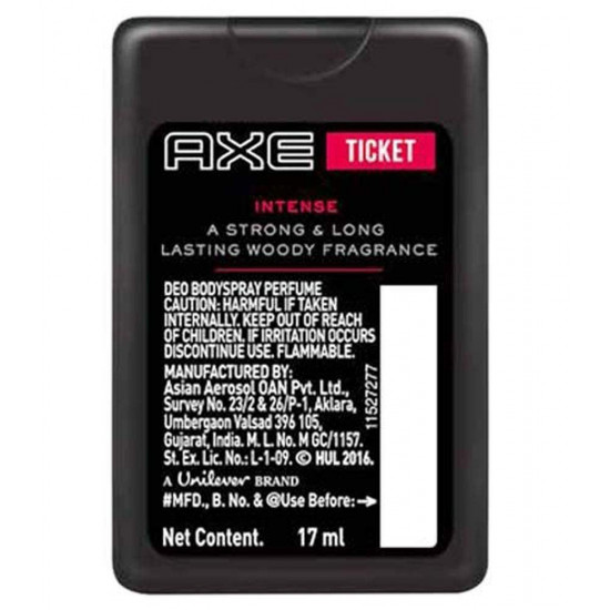 AXE Ticket Perfume, Intense, 17 Ml, Spray,Unisex