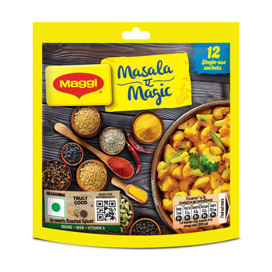 Maggi Masala-Ae-Magic Vegetable Masala, 72G Pouch (6G X 12 Sachets) | All In One Masala For Dry Vegetables, Paneer, Dal & More