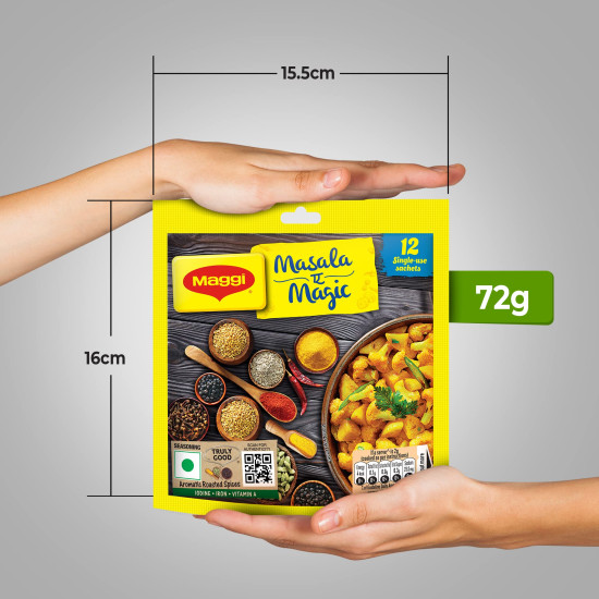 Maggi Masala-Ae-Magic Vegetable Masala, 72G Pouch (6G X 12 Sachets) | All In One Masala For Dry Vegetables, Paneer, Dal & More