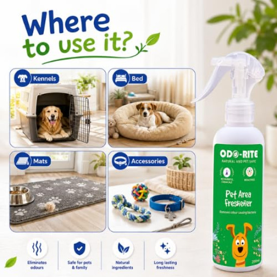 odo-rite Pet Area Freshener- 200Ml | Pet Odour Remover | Pet Safe & Child Safe | Bio Technological Based | Skin Safe | Urine Smell Remover | Can Be Used On All Surface, Aerosol