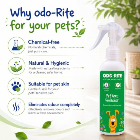 odo-rite Pet Area Freshener- 200Ml | Pet Odour Remover | Pet Safe & Child Safe | Bio Technological Based | Skin Safe | Urine Smell Remover | Can Be Used On All Surface, Aerosol