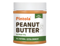 Pintola All Natural Peanut Butter EXTRA CRUNCHY 350g, 30g Vegan Protein, 100% Pure Roasted Peanuts, Non Gmo, High in Protein Spread, Gluten & Cholesterol Free, Nut Butter, Peanut Butter Unsweetened