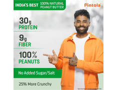 Pintola All Natural Peanut Butter EXTRA CRUNCHY 350g, 30g Vegan Protein, 100% Pure Roasted Peanuts, Non Gmo, High in Protein Spread, Gluten & Cholesterol Free, Nut Butter, Peanut Butter Unsweetened