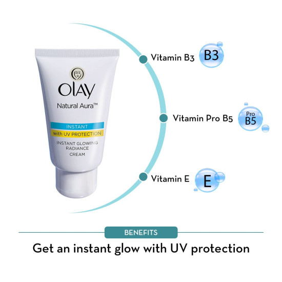 Olay 2 X Olay Natural White Instant Glowing Fairness Cream Uv Protection - 40gm