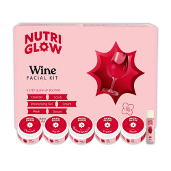 NutriGlow Wine Facial Kit for Glowing Skin For Women – 5-Step Skincare Routine for Radiant-Looking Skin, Helps Restore Skin’s Natural Nutrients and Improve Appearance of Pigmentation – Suitable for All Skin Types, 250g + 10ml