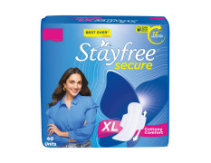 Stayfree Secure xl | 40 Pads | Cottony Soft Sanitary Pads for Women | With LeakLock Technology | Odour Control | Absorbs upto 100% fluid | Up to 12 Hours of Protection |