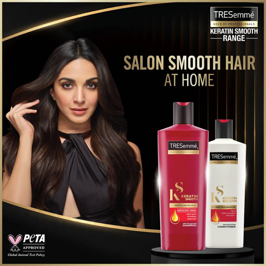 Tresemme Keratin Smooth, Shampoo, 340ml, for Straighter, Shinier Hair, with Keratin & Argan Oil, Nourishes Dry Hair, Controls Frizz , for Men & Women