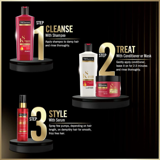 Tresemme Keratin Smooth, Shampoo, 340ml, for Straighter, Shinier Hair, with Keratin & Argan Oil, Nourishes Dry Hair, Controls Frizz , for Men & Women