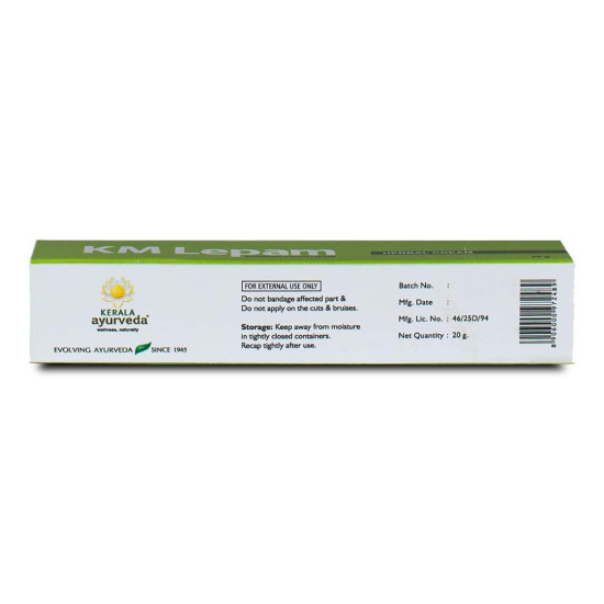 Kerala Ayurveda KM Lepam - 20 g | Headache Relief Balm | Ayurvedic Balm for Headache | Herbal Pain Balm | 100% Ayurvedic | With Sallaki, Aloe Vera, Kapoora, Original Beeswax | 20g