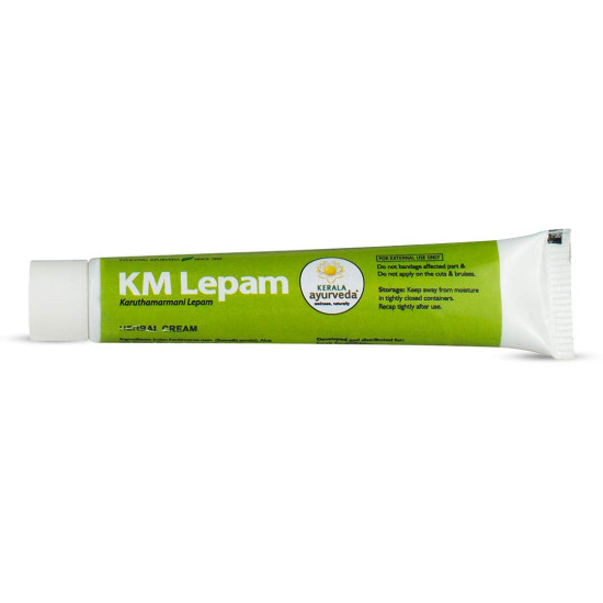 Kerala Ayurveda KM Lepam - 20 g | Headache Relief Balm | Ayurvedic Balm for Headache | Herbal Pain Balm | 100% Ayurvedic | With Sallaki, Aloe Vera, Kapoora, Original Beeswax | 20g