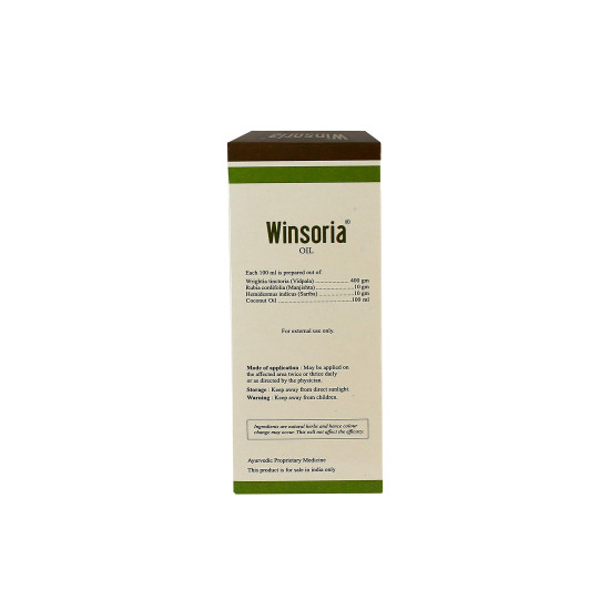Kerala Ayurveda Winsoria Oil | Heals Redness, Dry Patches, Plaque, Scales, and Flakes of Skin | Herbal Skin Itching Oil| Minimizes Itching and Discoloration of Skin | Soothing Coconut Oil Base| With Vidphala, Manjistha, Sariba| 100ml
