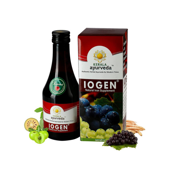 Kerala Ayurveda Iogen 200ml | Natural Iron Supplement | Improves Hemoglobin level | Herbal Iron Supplement | Non-Constipating Iron Tonic | Anemia Syrup | Stimulates Appetite | No Artificial Flavors | With Bilva, Satavari, Draksha, Amla, and Annabedi |