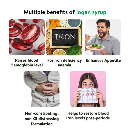 Kerala Ayurveda Iogen 200ml | Natural Iron Supplement | Improves Hemoglobin level | Herbal Iron Supplement | Non-Constipating Iron Tonic | Anemia Syrup | Stimulates Appetite | No Artificial Flavors | With Bilva, Satavari, Draksha, Amla, and Annabedi |