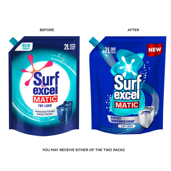 Surf Excel Matic Top Load Liquid Detergent 2 L Refill|| Specially designed to remove Tough Dried Stains, 1st time in Washing Machine