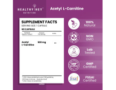 HealthyHey Nutrition Acetyl L-Carnitine (ALCAR)-60 Veg Capsules (Pack of 1)