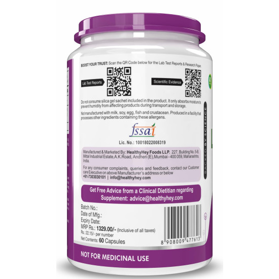 HealthyHey Nutrition Acetyl L-Carnitine (ALCAR)-60 Veg Capsules (Pack of 1)