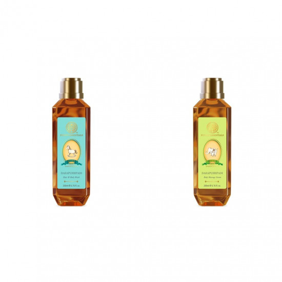 Forest Essentials Dasapushpadi - Baby Hair and Body Wash, 200ml + Baby Body Massage Serum (Combo), 200ml