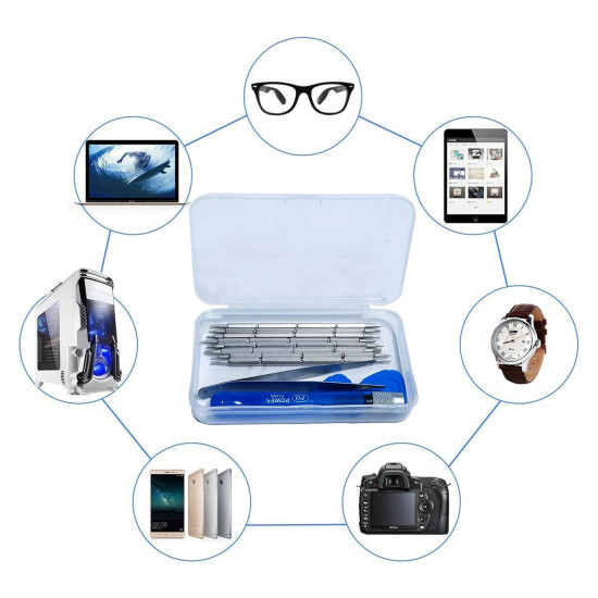 Spartan SMR-01 12-In-1 Precision Screwdriver Set – Magnetic Electronics Repair Tool Kit with Case for Laptop, PC, iPhone, Watch, Camera, Glasses, Game Console (Pack of 1, Blue)