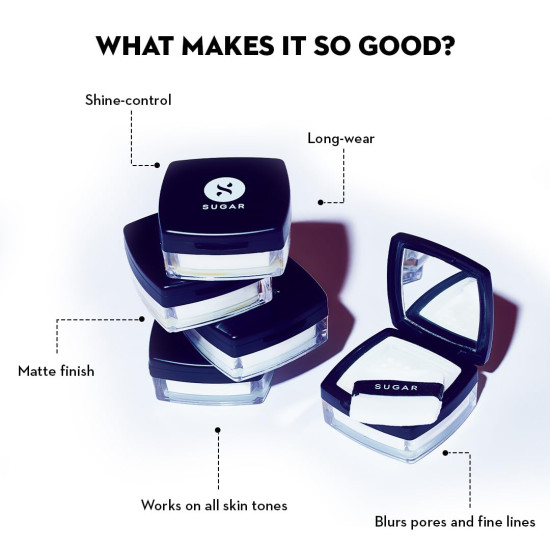 SUGAR All Set To Go Translucent Powder for shine constrol | Matte Loose Setting Powder | Blurs Pores & Fine Lines | 7gm