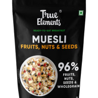 True Elements Muesli Fruit and Nuts 1kg - With Real Fruits & Almonds | 100% Wholegrain Muesli with Oats, Almonds | Real Freeze-dried fruits, Not Candied | Breakfast Cereal | High Fibre & Nutrient-Rich blend