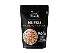 True Elements Muesli Fruit and Nuts 1kg - With Real Fruits & Almonds | 100% Wholegrain Muesli with Oats, Almonds | Real Freeze-dried fruits, Not Candied | Breakfast Cereal | High Fibre & Nutrient-Rich blend