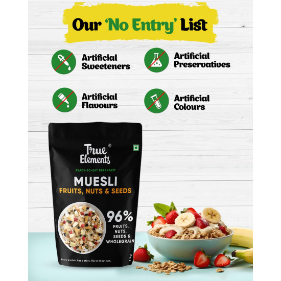 True Elements Muesli Fruit and Nuts 1kg - With Real Fruits & Almonds | 100% Wholegrain Muesli with Oats, Almonds | Real Freeze-dried fruits, Not Candied | Breakfast Cereal | High Fibre & Nutrient-Rich blend True Elements Muesli Fruit and Nuts 1kg - With Real Fruits & Almonds | 100% Wholegrain Muesli with Oats, Almonds | Real Freeze-dried fruits, Not Candied | Breakfast Cereal | High Fibre & Nutrient-Rich blend
