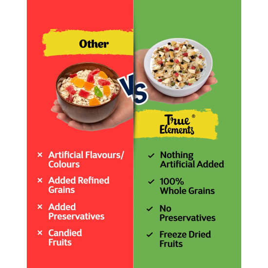 True Elements Muesli Fruit and Nuts 1kg - With Real Fruits & Almonds | 100% Wholegrain Muesli with Oats, Almonds | Real Freeze-dried fruits, Not Candied | Breakfast Cereal | High Fibre & Nutrient-Rich blend True Elements Muesli Fruit and Nuts 1kg - With Real Fruits & Almonds | 100% Wholegrain Muesli with Oats, Almonds | Real Freeze-dried fruits, Not Candied | Breakfast Cereal | High Fibre & Nutrient-Rich blend