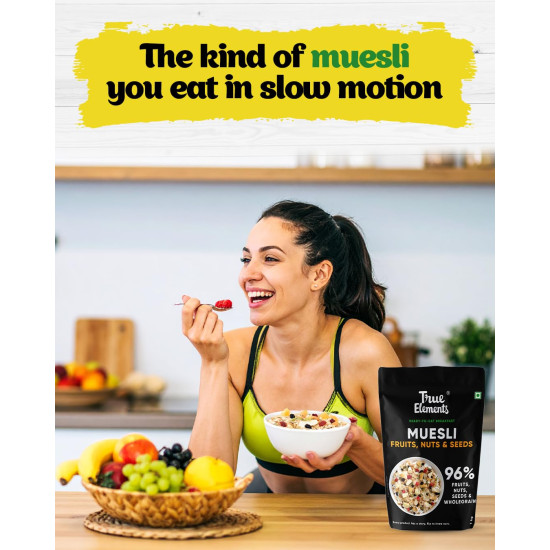 True Elements Muesli Fruit and Nuts 1kg - With Real Fruits & Almonds | 100% Wholegrain Muesli with Oats, Almonds | Real Freeze-dried fruits, Not Candied | Breakfast Cereal | High Fibre & Nutrient-Rich blend True Elements Muesli Fruit and Nuts 1kg - With Real Fruits & Almonds | 100% Wholegrain Muesli with Oats, Almonds | Real Freeze-dried fruits, Not Candied | Breakfast Cereal | High Fibre & Nutrient-Rich blend