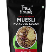 True Elements Muesli No Added Sugar 1 Kg | Sugar Free Cereal | Diet Food | Healthy and Quick Breakfast | No Malt Extract, No Malitol, No Sweeteners or Flavourings | Oats, Wheat Flakes & Jowar