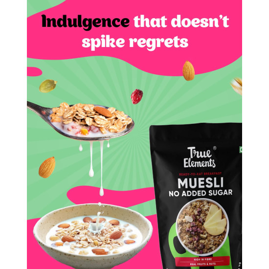 True Elements Muesli No Added Sugar 1 Kg | Sugar Free Cereal | Diet Food | Healthy and Quick Breakfast | No Malt Extract, No Malitol, No Sweeteners or Flavourings | Oats, Wheat Flakes & Jowar True Elements Muesli No Added Sugar 1 Kg | Sugar Free Cereal | Diet Food | Healthy and Quick Breakfast | No Malt Extract, No Malitol, No Sweeteners or Flavourings | Oats, Wheat Flakes & Jowar