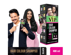 VIP Hair Colour Shampoo 400ml Black | Ammonia-Free | Family Pack | Quick 5-in-1 Grey Coverage for Men & Women | Long-Lasting Natural Black Shine
