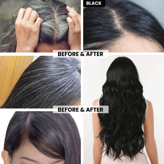 VIP Hair Colour Shampoo 400ml Black | Ammonia-Free | Family Pack | Quick 5-in-1 Grey Coverage for Men & Women | Long-Lasting Natural Black Shine