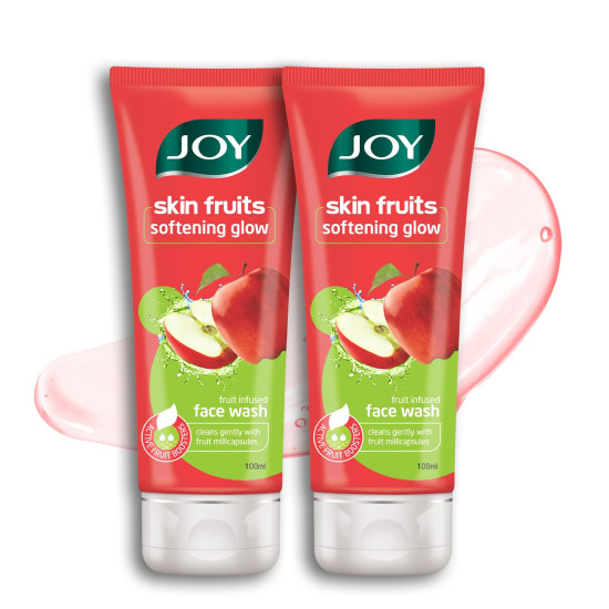 Joy Skin Fruits Apple Face Wash for Glowing Skin | Softens, Moisturises & Nourishes | Natural AHAs, No Sulphate, Paraben Free | All Skin Types, Men & Women - 200ML (2 X 100ML)