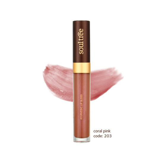 SoulTree Ayurvedic Lip Gloss - Coral Pink Colour(203), 5 g