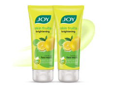 Joy Skin Fruits Lemon Brightening Face Wash 100ml x2 | with Vitamin C for Glowing Skin | Reduces Dark Spots, Removes Excess Oil & Dirt | For Normal to Oily Faces