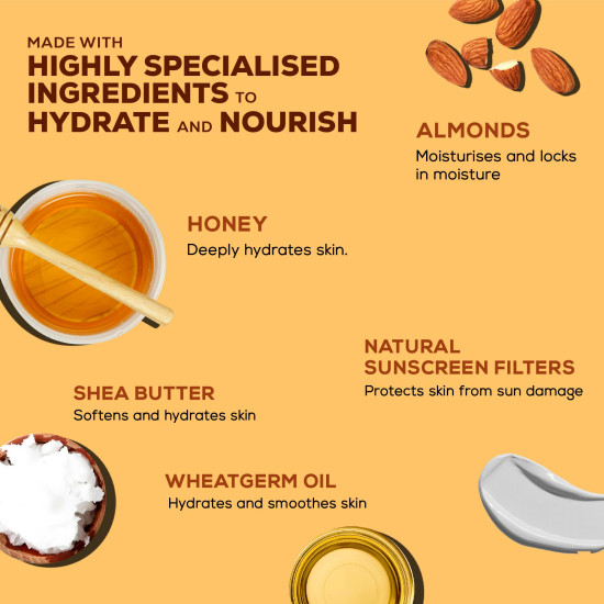 Joy Honey & Almonds Advanced Nourishing Lightweight Body Lotion 300ml x 2 | Enriched With Shea Butter | Natural Sunscreen Filters | Suitable for Normal to Dry Skin