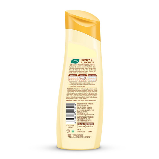 Joy Honey & Almonds Advanced Nourishing Lightweight Body Lotion 300ml x 2 | Enriched With Shea Butter | Natural Sunscreen Filters | Suitable for Normal to Dry Skin