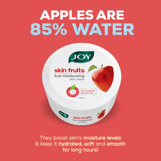 Joy Skin Fruits Moisturizing Skin Cream With Apple, Jojoba & Almond Oil (500ml) | Quick Absorbing & Non Sticky Moisturizer for Face, Hands & Body | Skin Cream For Healthy and Soft Skin