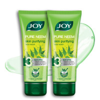 Joy Skin Purifying Neem Face Wash for Oily & Acne-Prone Skin | Fights Pimples, Controls Excess Oil & Unclogs Pores | Natural Antibacterial Formula | Men & Women 100ml x 2