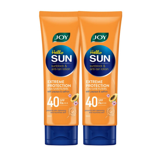 Joy Anti Tan SPF 40 Face & Body Sunscreen with 97% Sun Protection & Prevents Skin Darkening (50ml x 2) | Lightweight, Water Resistant & Leaves Zero White Cast | Suitable for Normal & Oily Skin