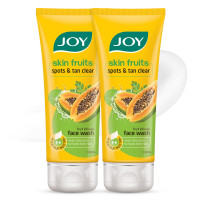 Joy Skin Fruits Spots & Tan Clear Face Wash 100ml x2 | Enriched with Papaya & Vitamin C + A | For Healthy Glowing skin | Suitable for All Skin Types