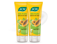 Joy Skin Fruits Spots & Tan Clear Face Wash 100ml x2 | Enriched with Papaya & Vitamin C + A | For Healthy Glowing skin | Suitable for All Skin Types