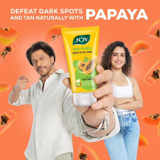 Joy Skin Fruits Spots & Tan Clear Face Wash 100ml x2 | Enriched with Papaya & Vitamin C + A | For Healthy Glowing skin | Suitable for All Skin Types