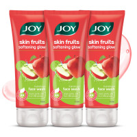 Joy Skin Fruits Apple Face Wash for Glowing Skin | Softens, Moisturises & Nourishes | Natural AHAs, No Sulphates, Paraben Free | All Skin Types, 100ml x 3