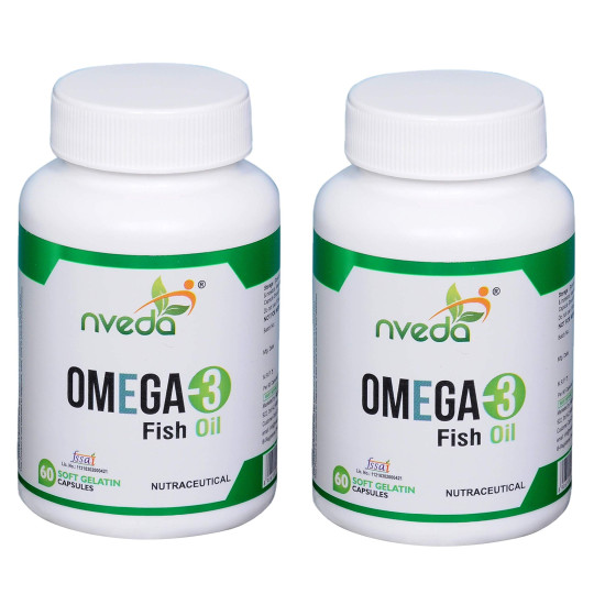 Nveda Omega 3 Fish Oil 1000mg | 180mg EPA & 120mg DHA | Heart, Brain, Eye & Joint Support Supplement for Men & Women | 120 Capsules (Pack of 2)