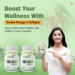 Nveda Omega 3 Fish Oil 1000mg | 180mg EPA & 120mg DHA | Heart, Brain, Eye & Joint Support Supplement for Men & Women | 120 Capsules (Pack of 2)