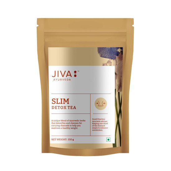 Jiva Ayurveda Slim Tea 150gm | 100% Ayurvedic Caffeine-Free Tea | Detoxifies Body, Open Up Blocked Channels, And Improve Digestion And Metabolism | Helps with Weight Management (Pack of 1)